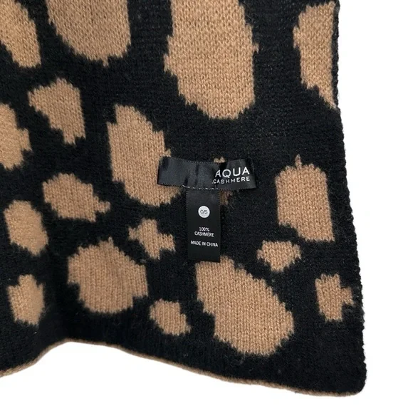 Aqua Brown Black Leopard Tiger Mixed Animal Print Oversized Cashmere Wrap Scarf